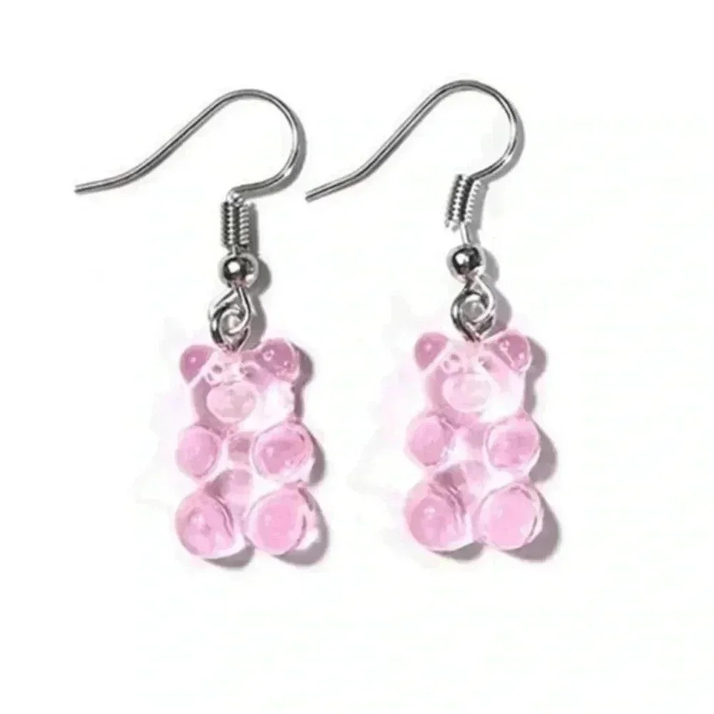 Pink Gummy Bear Drop Earrings NWT
